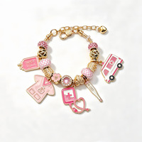 Bracelet Fanhua Jewelry, best-seller TikTok, étanche, en acier inoxydable plaqué or, avec stéthoscope et thermomètre d'ambulance