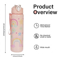 Bouteille d'eau en plastique de 750 ml avec paille, motif animaux marins arc-en-ciel, anti-fuite, réutilisable, avec corde pour camping et voyages en extérieur
