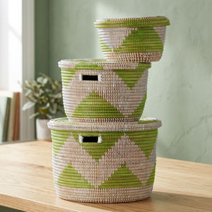 Wholesale Eco-Friendly Handmade Seagrass Round Woven Multifunctional Storage <b>Baskets</b> Made in Vietnam for Kitchen or Laundry Use - Product Image 3