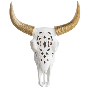 ของตกแต่งผนังบ้าน หัวสัตว์จำลอง งานแกะสลักเรซิ่นรูปหัวกระทิงวัว ทำจากเขาสัตว์ - Product Image 3