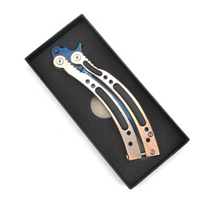Couteau papillon d'entraînement non affûté en alliage de zinc - <span class=keywords><strong>Balisong</strong></span> de sécurité pour la personnalisation DIY et l'entraînement au flip - Product Image 6