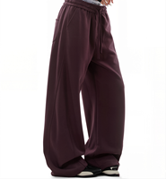 Pantalon de survêtement femme taille haute coupe large en molleton épais de coton, style streetwear oversize, grandes tailles personnalisées