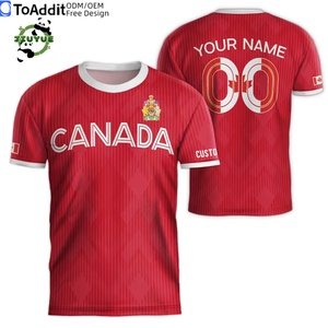 Camiseta de Fútbol Mundial Personalizada, Uniforme de Fútbol de <span class=keywords><strong>Club</strong></span> Americano de Moda, Marca Canadiense, Liso, Rojo, Blanco y Negro - Product Image 1