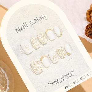 T583-T616 Hoge Kwaliteit 10 Stuks Naakt En Wit Amandelvorm Kersen Design Franse Pers Op Nagels Valse Nagels - Product Image 6