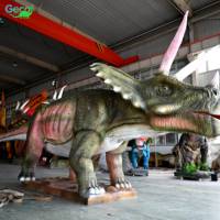 Parc d'attractions Gecai Animatronic Dinosaurs Factory Outdoor Large Size Robotic Triceratops Model