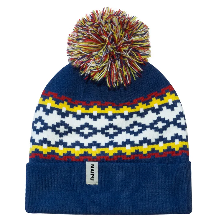 Personalizzato a maglia beanies del cappello di spessore jacquard weave cap