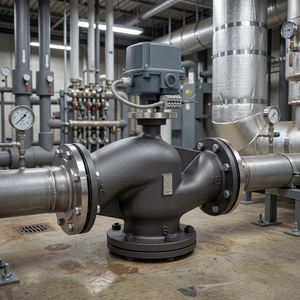 Three-Way Water Control Flanged HVAC Mixing/<b>Diverting</b> DN15-DN400 Ductile Iron Building Automation - Product Image 1