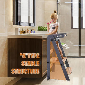 Tour d'apprentissage pliable pour enfants en bois, réglable en hauteur, avec barre <span class=keywords><strong>de</strong></span> sécurité pour comptoir <span class=keywords><strong>de</strong></span> cuisine, <span class=keywords><strong>salle</strong></span> <span class=keywords><strong>de</strong></span> <span class=keywords><strong>bain</strong></span> - Product Image 3
