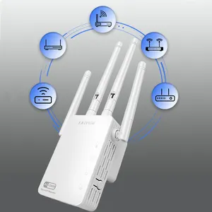 Repeater WiFi Dual Band, Repeater Wifi 1200Mbps Penguat Sinyal Wifi 4 Antena Repeater WiFi 1200Mbps 4G Jangkauan Extender Nirkabel