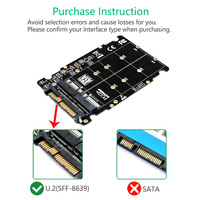 Kartu Adaptor 2 in 1 M.2 SSD ke U.2 SFF-8639, Casing Aluminium Alloy, Konverter PCIe 3.0 X4, Mendukung NVMe & SATA NGFF M/B Key SSD
