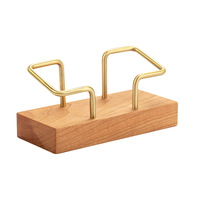 Porte-cartes de visite en bois massif avec base métallique – Noyer, cerisier, acacia – Organisateur de bureau moderne pour la maison et le bureau – Vente en gros