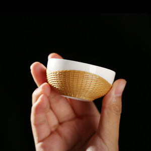 Handmade Bamboo Woven Porcelain Tea Set With Teapot And Two <b>Cups</b> Heat Resistant Travel Outdoor Use Traditional Chinese Style - Product Image 4