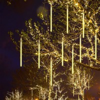 Décorations de Noël à LED solaires en forme de pluie de météores, lumières colorées, télécommande, étanches pour extérieur, indice de protection IP66, éclairage de rue