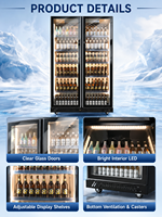 Porte en verre présentoir de boissons, présentoir de bouteilles de bière, congélateur refroidisseur vertical refroidi à l'air