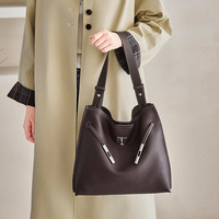 Bolso de Hombro de Cuero de Grano Superior TC Engrosado para Mercancía General, Bolso Cruzado de Lujo Ligero, Bolso Tote de Gran Capacidad