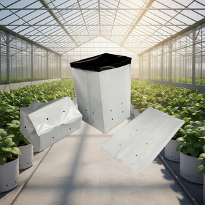 Récipient de plantation rectangulaire en plastique de 1 gallon, <span class=keywords><strong>sac</strong></span> de culture respirant perforé noir/blanc pour jardin de fleurs de tomates - Product Image 1