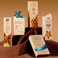 Trophées en bois et cristal personnalisés, médailles créatives, récompenses avec logo personnalisé pour les employés exceptionnels, réunions annuelles de l'entreprise
