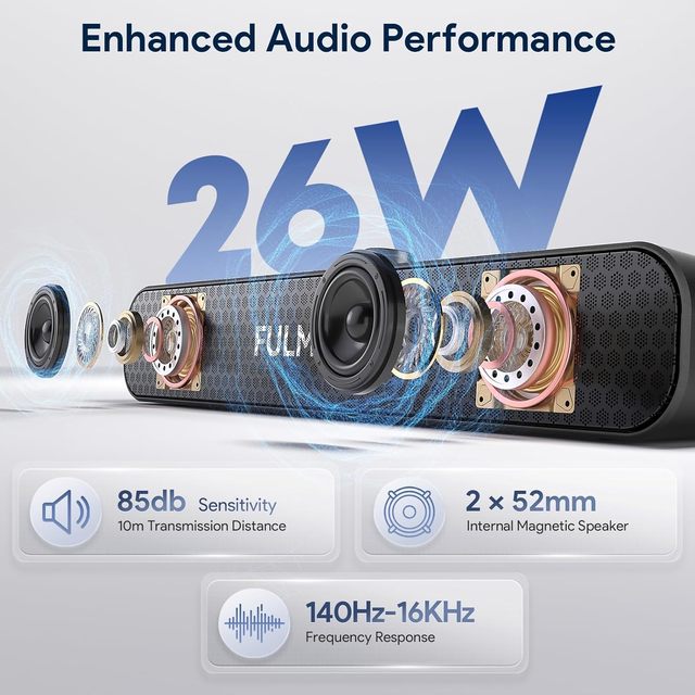 Bluetooth Speaker 26W HD Sound,30H Playtime,AUX&TF-Card&USB Input,LED Lights,Bluetooth 5.3 Wireless for Home/Party/Outdoor