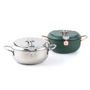 Yuantai hot selling OEM/ODM 201/304 stainless steel fried fry pan pot frito sarten with oil drain shelf and thermometer