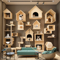 Hamac de Luxe Élégant en Sisal pour Chat, Lit Mural, Condo d'Escalade, Meuble pour Animaux de Compagnie en Bois Massif, Sans Assemblage, pour Salon