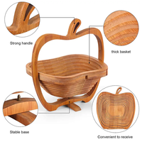 Étagère de cuisine pliable en bambou sur pied pour légumes et panier de rangement pour fruits, de qualité alimentaire, vente en gros