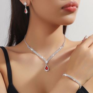 Women's European American Fashion Wedding Dress High-End Bridal <b>Set</b> Water Drop Zircon <b>Crystal</b> Rhinestone Necklace Jewelry - Product Image 6