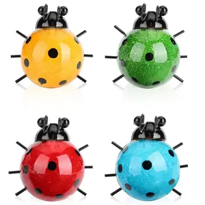 Garden Wall Art Decorative Set of 4 Cute Ladybugs Outdoor Wall Sculptures Metal Home Decoration Garden Suppliers