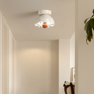 French Style Cream <b>Ceiling</b> <b>Light</b> Eggshell Shape Led Entrance Balcony Walk In Closet Lighting - Product Image 1