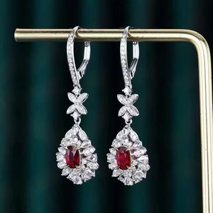 SGARIT Bijoux fins en or 18 carats avec pierres précieuses, 0,88 ct, rubis naturel non chauffé couleur sang de pigeon, boucles d'oreilles pour femmes, certificat GUILD - Product Image 2