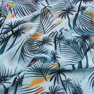 Tissu en crêpe de soie perlée à <span class=keywords><strong>imprimé</strong></span> palmier <span class=keywords><strong>tropical</strong></span> pour robe - Product Image 6