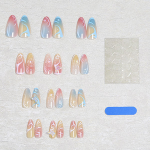 <span class=keywords><strong>Uñas</strong></span> <span class=keywords><strong>Postizas</strong></span> 3D <span class=keywords><strong>con</strong></span> Diseño de Mariposa en Degradado, Forma Almendrada Mediana, Cobertura Completa, Estilo Fresco de Verano, Decoraciones de <span class=keywords><strong>Uñas</strong></span> Personalizadas - Product Image 3