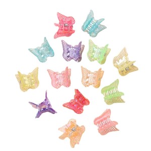 Klip rambut cakar kupu-kupu tebal kecil untuk anak-anak Aksesori Plastik seperti Jelly transparan dengan bubuk Glitter untuk ekspor - Product Image 5