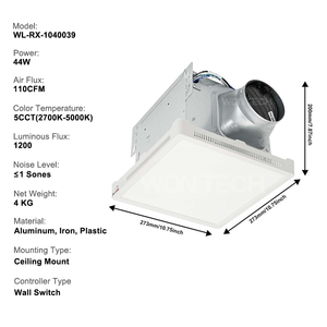 White 44W 1200lm LED <strong>Light</strong> 2700K/3000K/3500K/4000K/5000K Selectable Bath <strong>Shower</strong> Vent Exhaust <strong>Fan</strong> <strong>Light</strong> for Home Household - Product Image 6