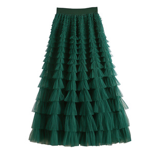 Élégante <span class=keywords><strong>Jupe</strong></span> <span class=keywords><strong>Longue</strong></span> de Soirée Maxi en Tulle Plissée Taille Haute pour Femmes, Idéale pour Sorties Décontractées ou Événements - Product Image 6