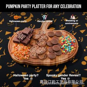 Solid wood pumpkin cutting board, steak and cheese plate, Halloween wooden dinner plate, fruit bread board, <b>chocolate</b>. - Product Image 2