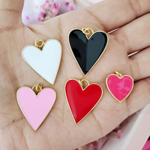 Hot Selling Brass 18k Real Gold Plating Pendant Fashion Enamel Neon Heart Charm for Jewelry Making - Product Image 2