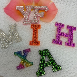 High Density Iron On Patches Multi-Color <b>Rhinestone</b> Pearl Alphabet Embroidery Patches for Hat <b>Jacket</b> - Product Image 2
