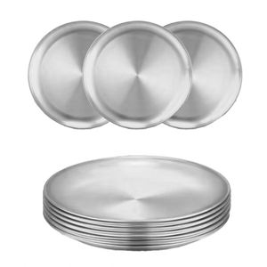 Assiettes Rondes en Acier Inoxydable Polies, Vente en Gros, Idéales pour Mariages, Hôtels et Services de Traiteur en Camping - Product Image 1