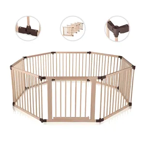 Foldable Baby Toddlers Play Fence Wooden Playpen