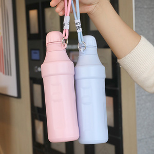Bouteille d'eau isotherme octogonale de 500 ml en acier inoxydable 304 avec couvercle en PP et cordon de transport, gobelet isotherme portable, logo personnalisé - Product Image 4