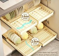 Organisateur de tiroir coulissant en plastique indispensable pour la cuisine : support pour assiettes, bols et vaisselle