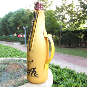 Handled Thermal Insulated Neoprene Champagne <b>Bottle</b> Cooler Bag Zipper Handle Waterproof 750ml Capacity Portable Foldable Tote - Product Image 2