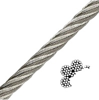Tali kawat 7x7 3/32 "x 3/16", tali logam kabel pesawat baja galvanis berlapis PVC 3/32 inci 2.38mm