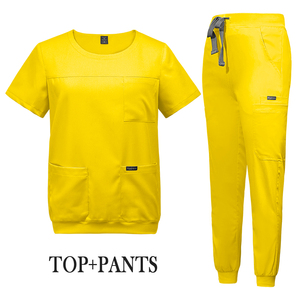 ชุดยูนิฟอร์มพยาบาลแบบสครับสำหรับโรงพยาบาล แบบ unisex ขายส่ง ดีไซน์คอเสื้อแบบพิเศษ ผ้าวอร์สเต็ด ระบายอากาศได้ดี ยืดหยุ่น - Product Image 3