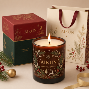 AIKUN OEM Custom Package Christmas Glass <b>Candle</b> Handmade Soy Wax Scented <b>Candle</b> for Winter Holiday Gift Home Fragrance Decor - Product Image 3
