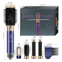 Mini-styler capillaire professionnel 6-en-1 : peigne à air chaud, lisseur, fer à boucler, sèche-cheveux multifonction, automatique et portable