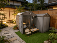 Shed WooWild Maison mobile intelligente à énergie solaire, isolée, étanche, en HDPE, préfabriquée, modulaire, portable, type Tiny House, pour entrepôt et parc