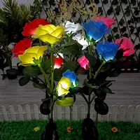 حار بيع ل في الهواء الطلق الباحة يارد ديكور 3 رئيس Led الشمسية روز مصابيح على شكل أزهار للماء الشمسية حديقة الورود الزخرفية حصة أضواء