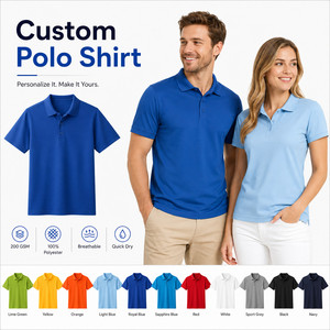 Camiseta Polo Personalizada 100% Poliéster 200 GSM de Secado Rápido, Transpirable, Manga Corta, Color Sólido, Ropa Casual de Golf para Hombre - Product Image 1
