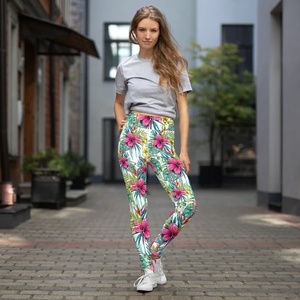 Leggings Deportivos de Yoga de Cintura Alta, Cómodos y de Corte Ajustado, Ligeros, Suaves, Elásticos, Opacos, con Estampado Floral, 90% Poliéster - Product Image 6